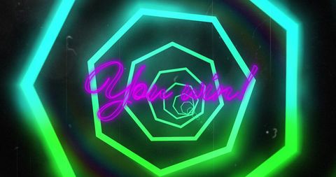 You Win Neon Hexagon Celebration Background