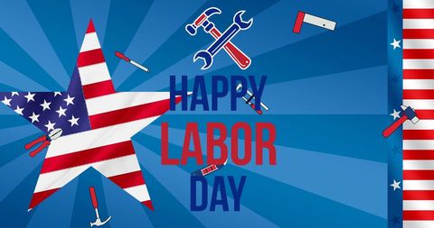 Labor Day Celebration with American Flag and Tools