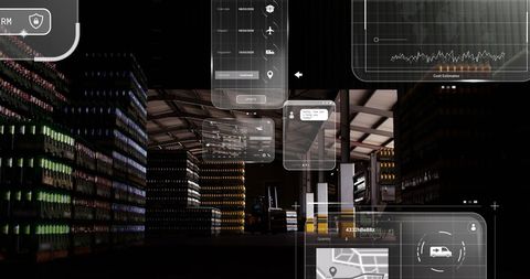 Futuristic warehousing with ai and real-time data visuals