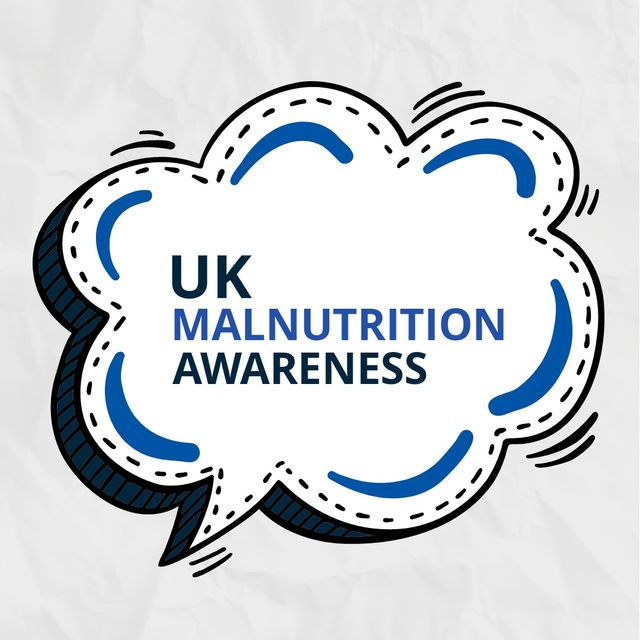 Image of uk malnutrition awareness and speech bubble on white background. Malnutrition awareness, lack of food and health problems concept.