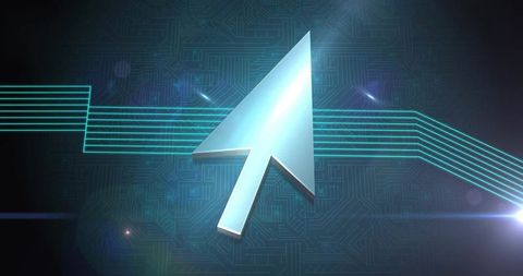 Futuristic 3D Cursor in Digital Interface Background