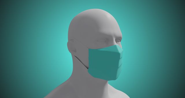 3D Human Model Wearing Face Mask on Blue Abstract Background - Download Free Stock Images Pikwizard.com