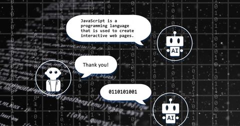 AI Chat Interface with Programming Language Grid Background - Download Free Stock Images Pikwizard.com