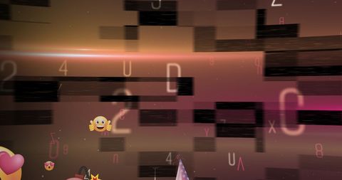 Digital Emojis and Letters on Futuristic Background
