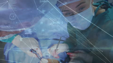 Surgeon Performing Surgery with Technology Interface Overlay