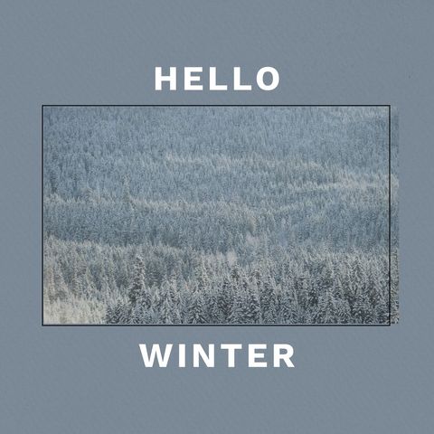 winter forest with hello winter text overlay blue background - Download Free Stock Templates Pikwizard.com