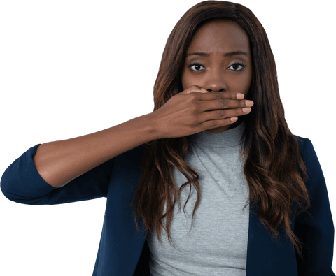 transparent minimalist businesswoman covering mouth depicting surprise - Download Free Stock Videos Pikwizard.com
