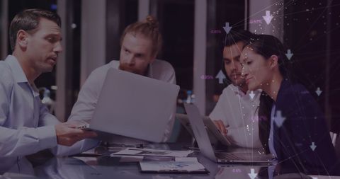 Diverse Business Team Analyzing Data with Digital Connections