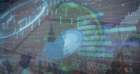 Futuristic Holographic Data Projection Displaying Analytics