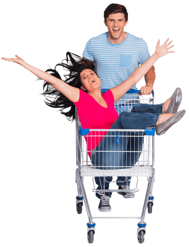 happy couple having fun inside shopping cart transparent - Download Free Stock Videos Pikwizard.com