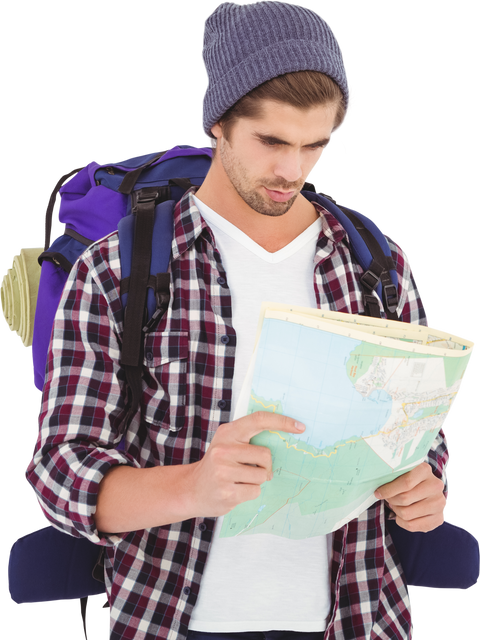 Transparent Background Young Male Hiking Reading Map - Download Free Stock Videos Pikwizard.com