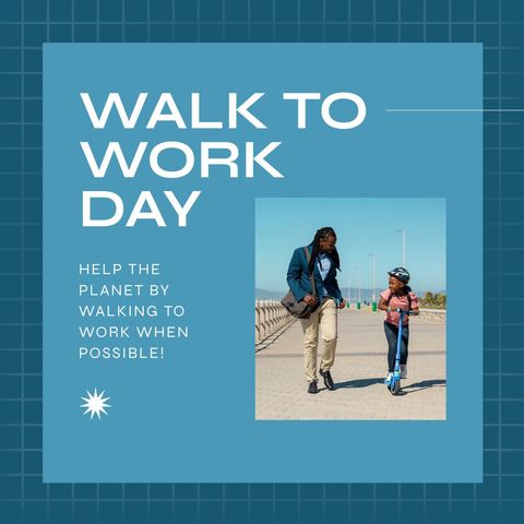 promoting active lifestyles on walk to work day theme - Download Free Stock Templates Pikwizard.com