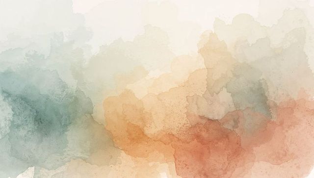 Abstract Watercolor Layers in Teal and Rust on Textured Canvas