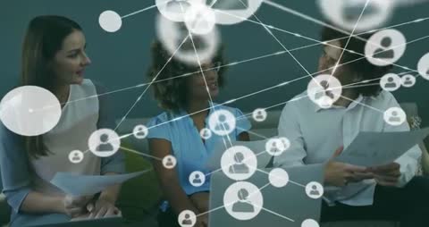 Business Team Collaborating with Digital Network Connection Concept