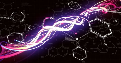 Dynamic Light Trails Overlaid on Scientific Data Patterns