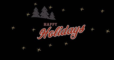 Happy Holidays Greeting Card Design with Stars and Trees