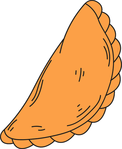 Transparent flat design illustration of half-moon pastry dessert