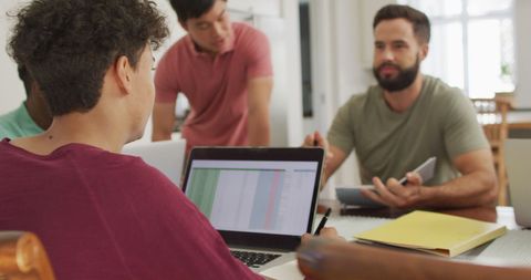 Diverse Friends Collaborating at Home