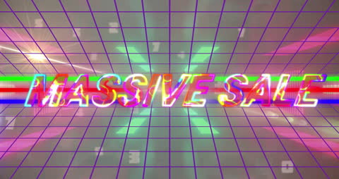 Retro Digital Massive Sale Banner with Grid Background