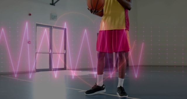 Basketball Player with Digital Data Overlay on Court - Download Free Stock Images Pikwizard.com