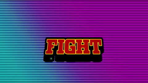 Retro Video Game Styled Fight Text with Neon Gradient