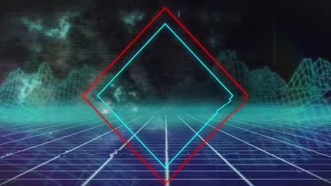 Futuristic Neon Diamond in Digital Landscape