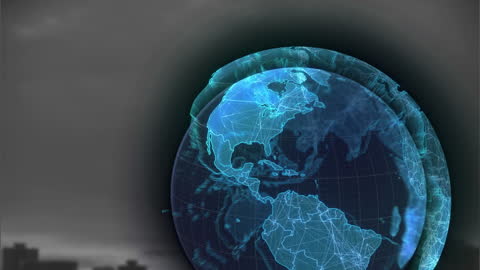 Digital Globe Over Cityscape Depicting Global Business Network