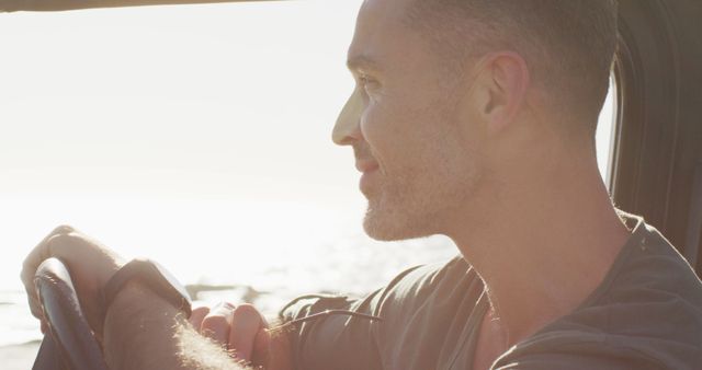 Man Relaxing in Car at Beach Sunset - Download Free Stock Images Pikwizard.com