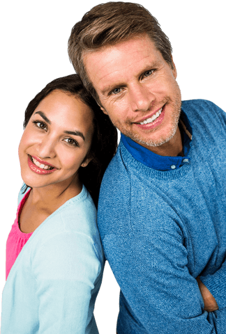 Transparent Portrait of Happy Smiling Couple Leaning Together