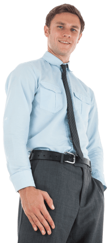 Smiling Businessman with Handsome Pose on Transparent Background