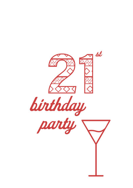 21st Birthday Party Patterned Text With Martini Glass Transparent Background - Download Free Stock Videos Pikwizard.com