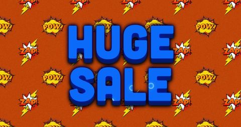 Retro Comic Style Huge Sale Announcement on Orange Background