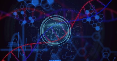 Biometric Fingerprint Over Digital DNA Strand Illustration - Download Free Stock Images Pikwizard.com