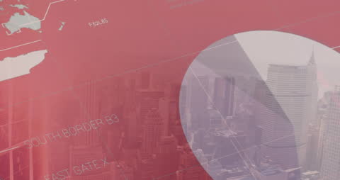 Overlay of Financial Data and Urban Cityscape