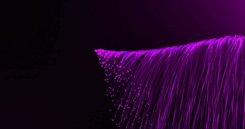 Futuristic purple fiber optic cables with glowing dots
