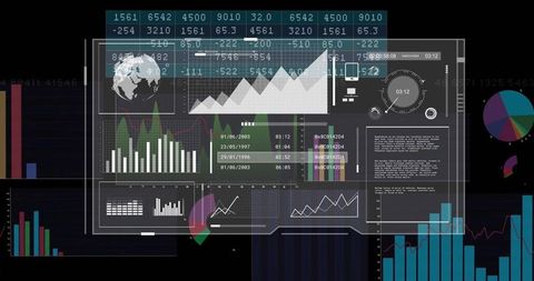 Futuristic Digital Dashboard Interface with Analytics Graphics - Download Free Stock Images Pikwizard.com