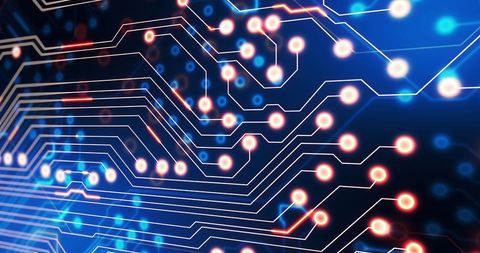 Digital Circuit Board with Dynamic Light Trails for Futuristic Computing - Download Free Stock Images Pikwizard.com