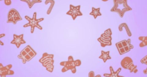 Festive Gingerbread Cookies Falling Against a Blue Background - Download Free Stock Images Pikwizard.com