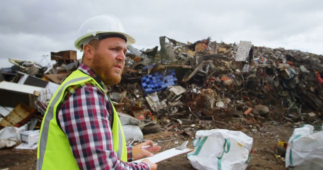 Engineer Conducting Waste Management Inspection at Landfill - Download Free Stock Images Pikwizard.com