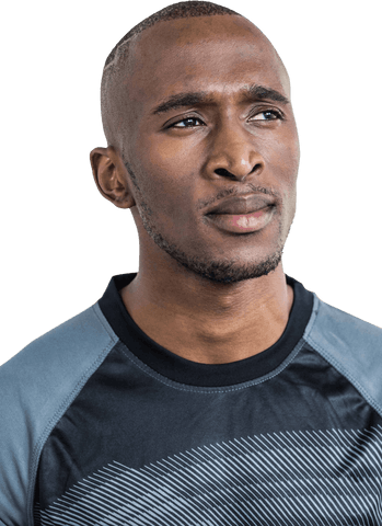 Transparent Image of Thoughtful Sportsman in Workout Gear