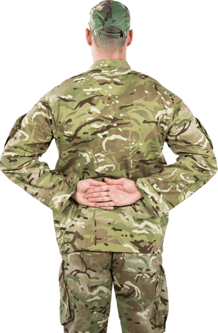 transparent rear view soldier standing with hands behind back - Download Free Stock Videos Pikwizard.com