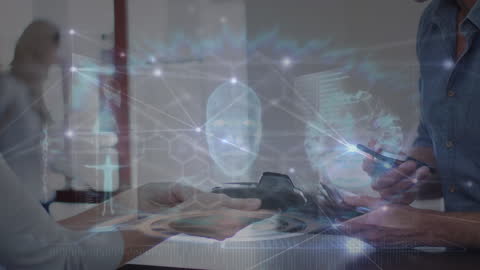 Digital Network Interface with Futuristic Holographic Elements