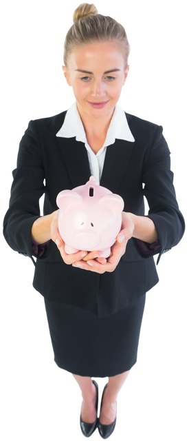 Transparent Background Businesswoman Holding Pink Piggy Bank - Download Free Stock Videos Pikwizard.com