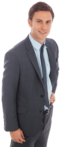 Happy Professional Businessman Standing Confidently on Transparent Background