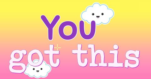 Inspirational Kids Message with Smiling Clouds on Colorful Background - Download Free Stock Images Pikwizard.com