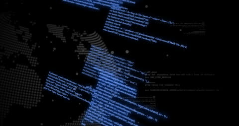 Digital Code Streams on Black Background