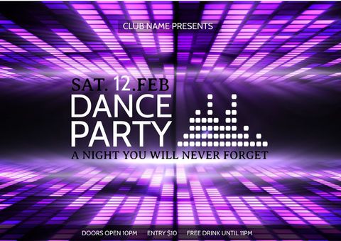 Vibrant Purple Dance Party Gala Event Invitation Poster - Download Free Stock Templates Pikwizard.com