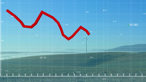 Data Analysis Overlay on Wind Turbine Landscape