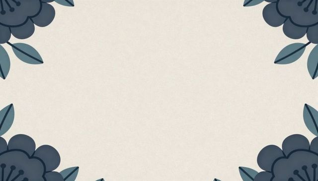 Minimal teal floral border on textured beige panel for invitations, cards, branding
