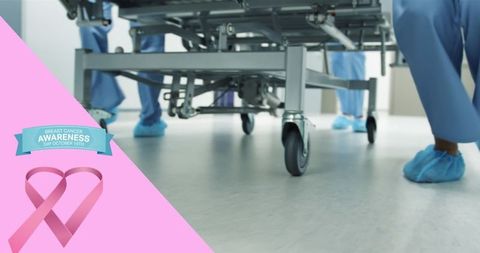 Breast cancer awareness campaign with doctors in hospital setting